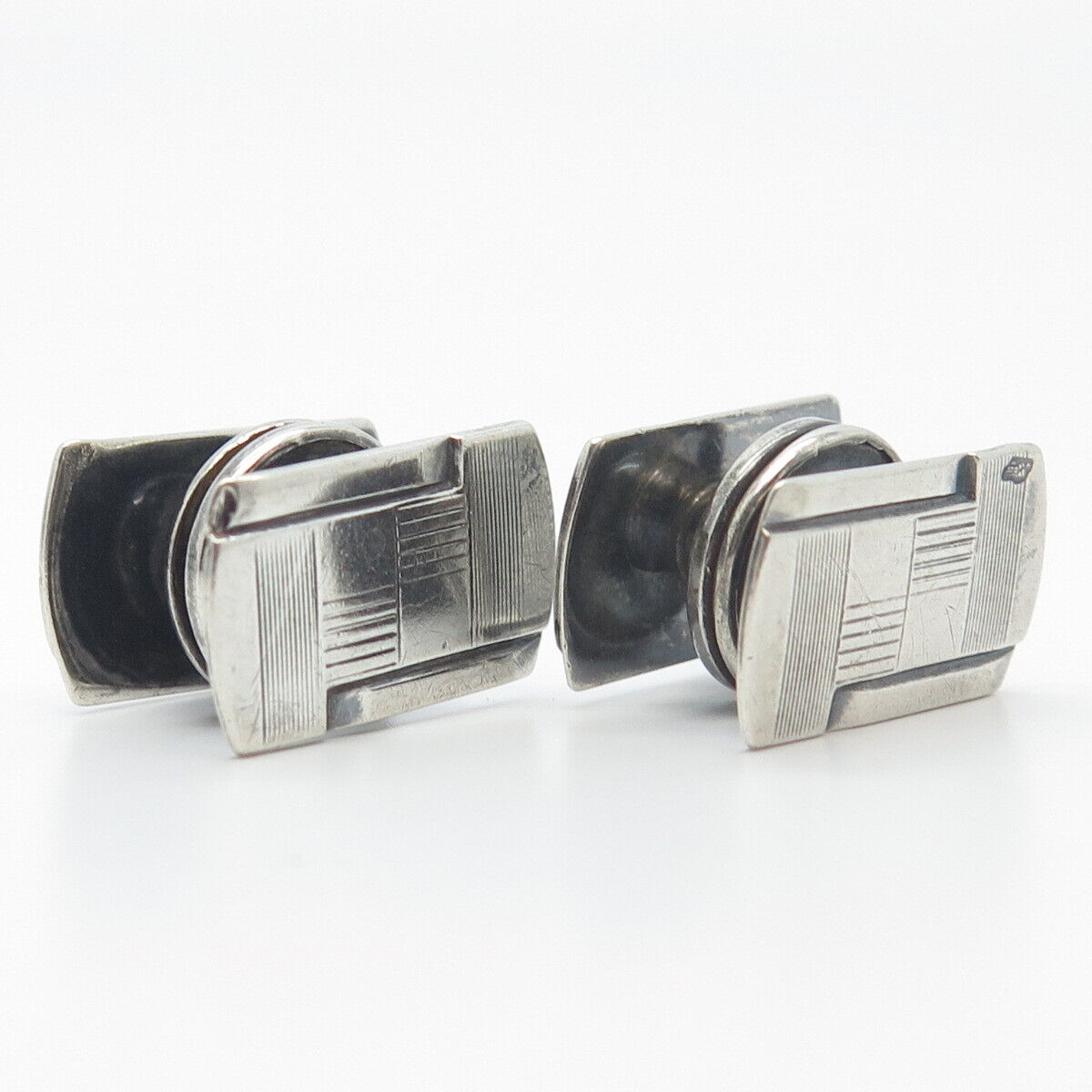 925 Sterling Silver Vintage Etched Cufflinks