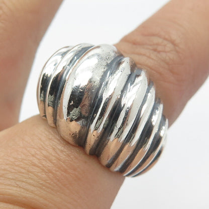 925 Sterling Silver Vintage Mexico Ribbed Wide Ring Size 7