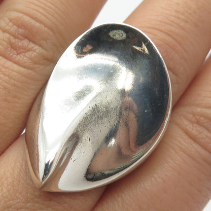 925 Sterling Silver Vintage Concave Modernist Ring Size 7.5