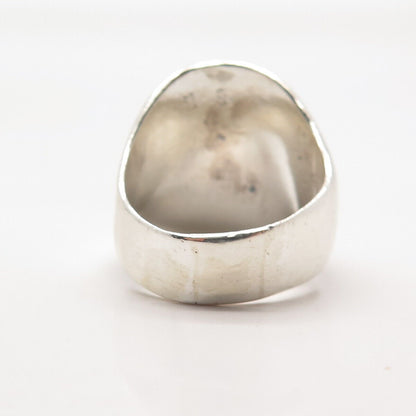 925 Sterling Silver Vintage Spain Modernist Wide Ring Size 9.25