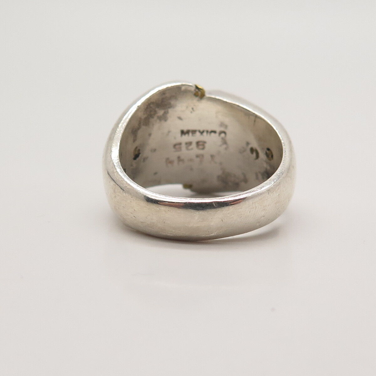 925 Sterling Silver 2-Tone Vintage Mexico Twisted Accent Ring Size 7.25