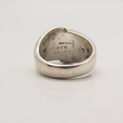 925 Sterling Silver 2-Tone Vintage Mexico Twisted Accent Ring Size 7.25