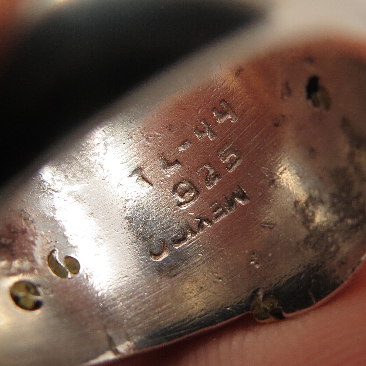 925 Sterling Silver 2-Tone Vintage Mexico Twisted Accent Ring Size 7.25