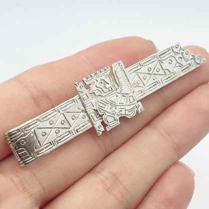 900 Silver Vintage Bolivia Tribal God Tie Clip