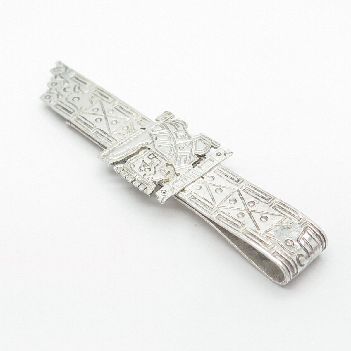 900 Silver Vintage Bolivia Tribal God Tie Clip