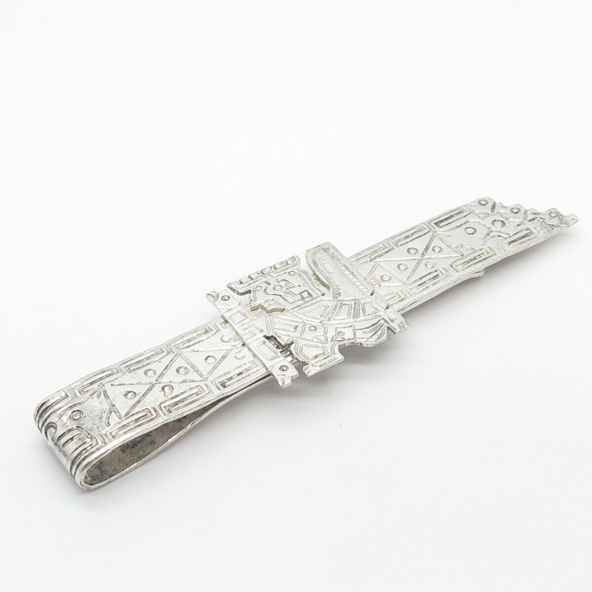 900 Silver Vintage Bolivia Tribal God Tie Clip