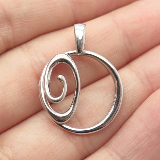 S925 Sterling Silver Vintage Swirl Open Circle Pendant