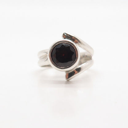 925 Sterling Silver Vintage Gross Real Red Garnet Gemstone Ring Size 6.5