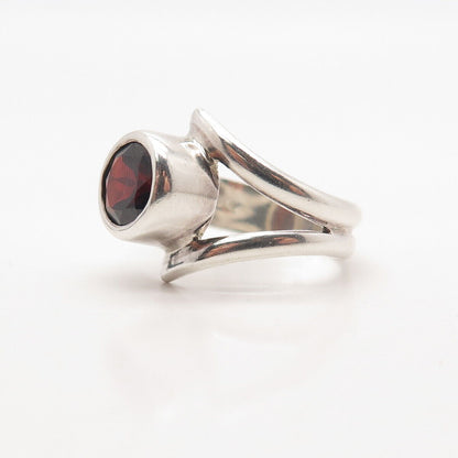 925 Sterling Silver Vintage Gross Real Red Garnet Gemstone Ring Size 6.5