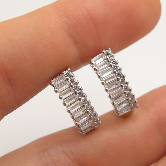 925 Sterling Silver Pave C Z Earrings