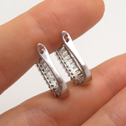 925 Sterling Silver Pave C Z Earrings