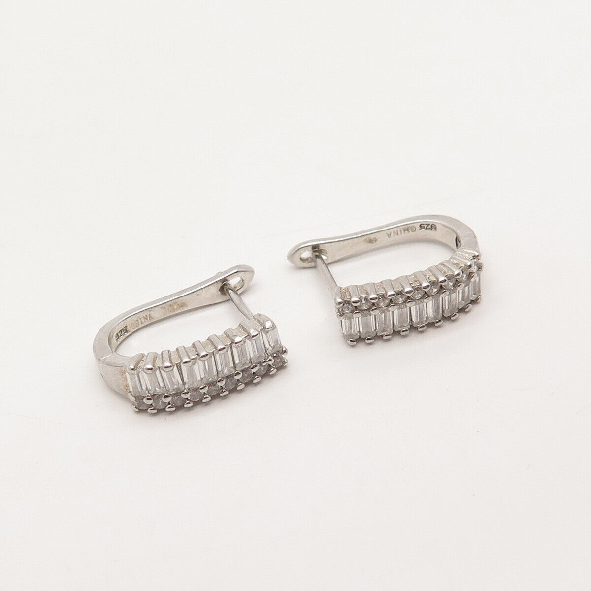 925 Sterling Silver Pave C Z Earrings