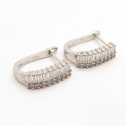 925 Sterling Silver Pave C Z Earrings