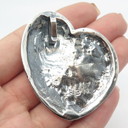 925 Sterling Silver Vintage Modernist Heart Slide Pendant