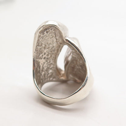 925 Sterling Silver Vintage Modernist Statement Ring Size 7.25