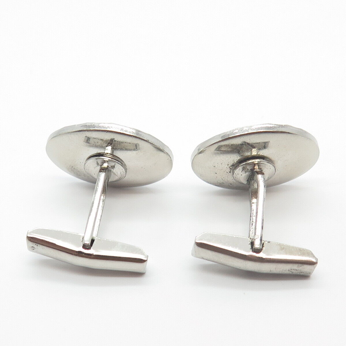 925 Sterling Silver Vintage Real Pearl Textured Cufflinks