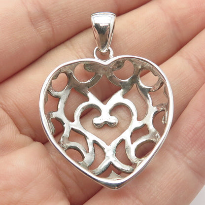 925 Sterling Silver Vintage Ornate Heart Pendant