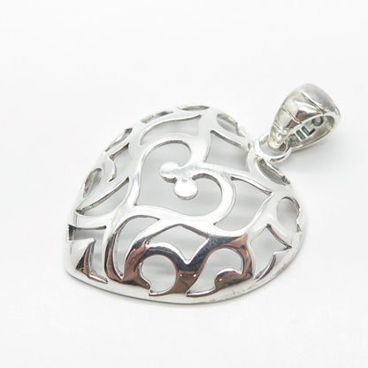 925 Sterling Silver Vintage Ornate Heart Pendant