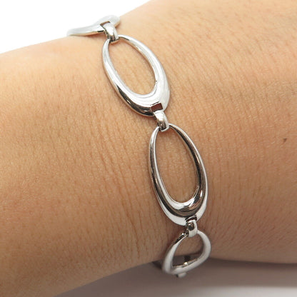 925 Sterling Silver Vintage Oval Link Bracelet 7.25"