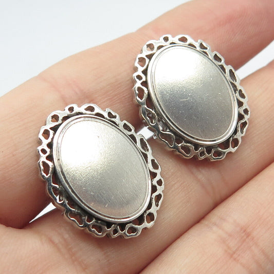 925 Sterling Silver Vintage Anson Oval Frame Cufflinks