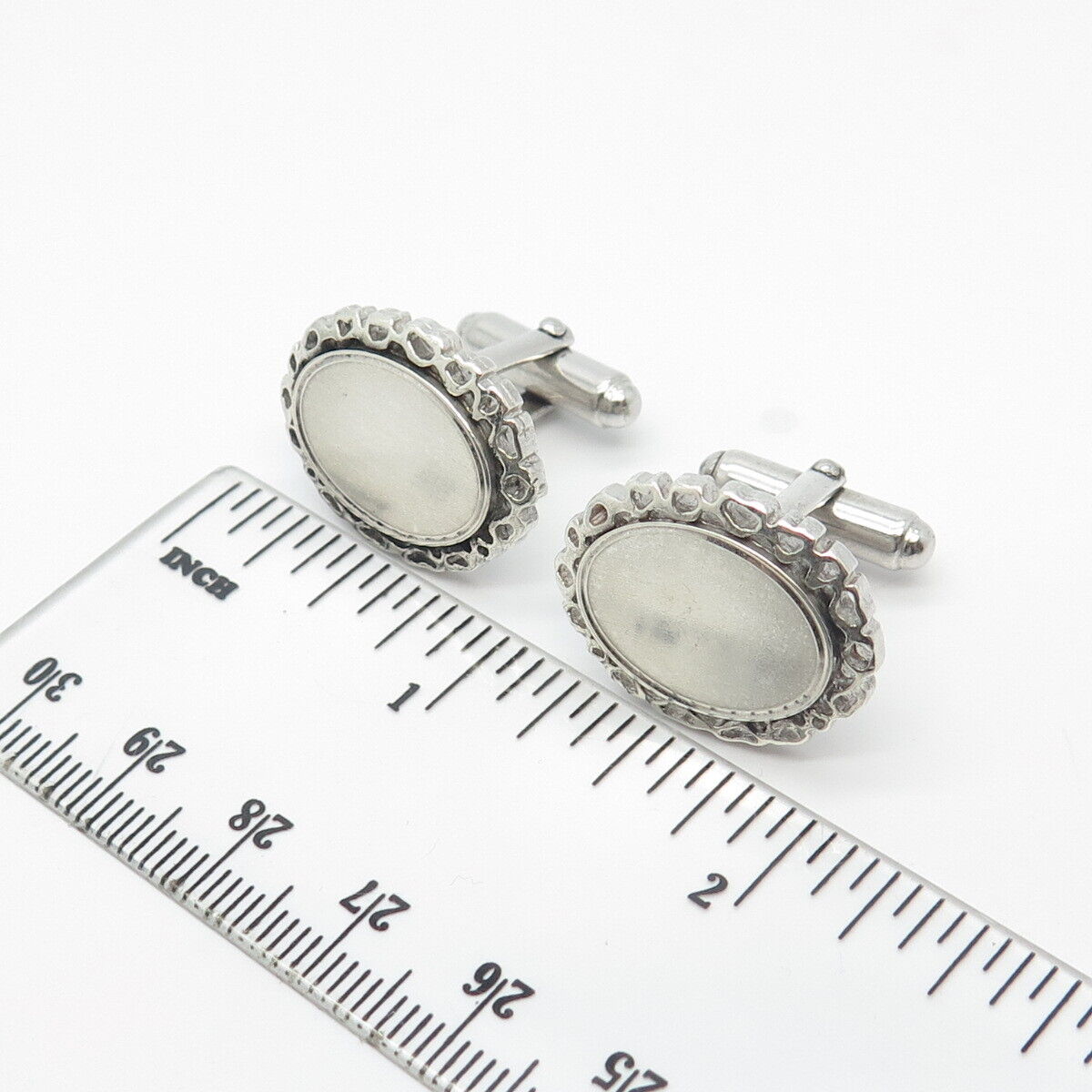 925 Sterling Silver Vintage Anson Oval Frame Cufflinks