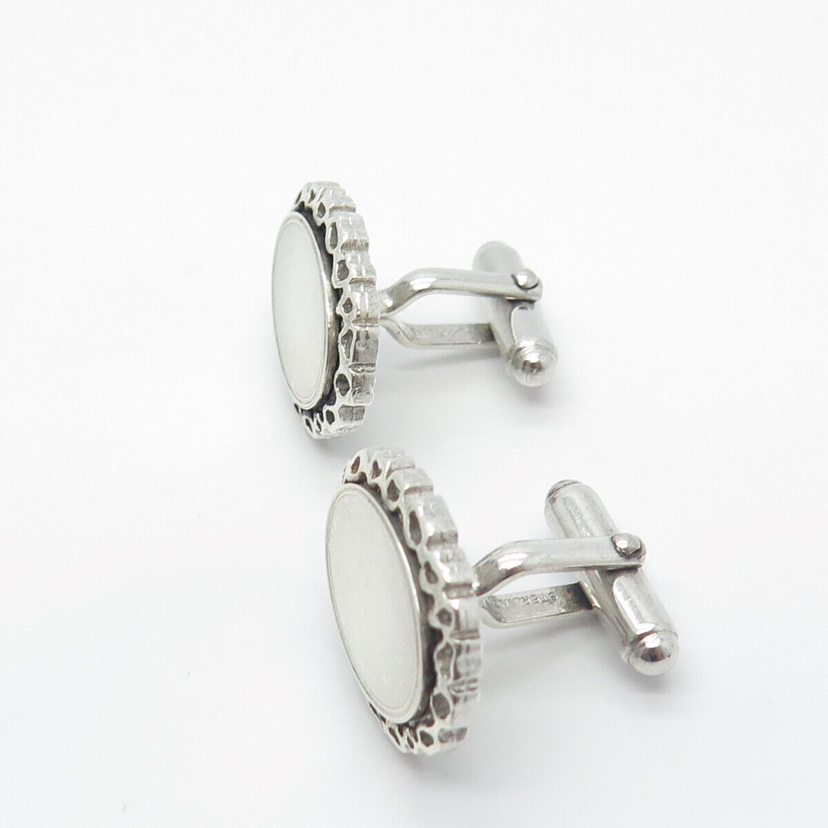 925 Sterling Silver Vintage Anson Oval Frame Cufflinks