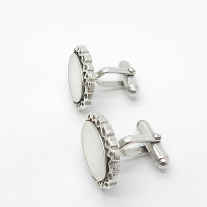 925 Sterling Silver Vintage Anson Oval Frame Cufflinks