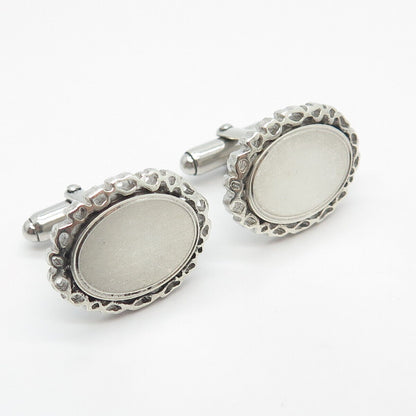 925 Sterling Silver Vintage Anson Oval Frame Cufflinks