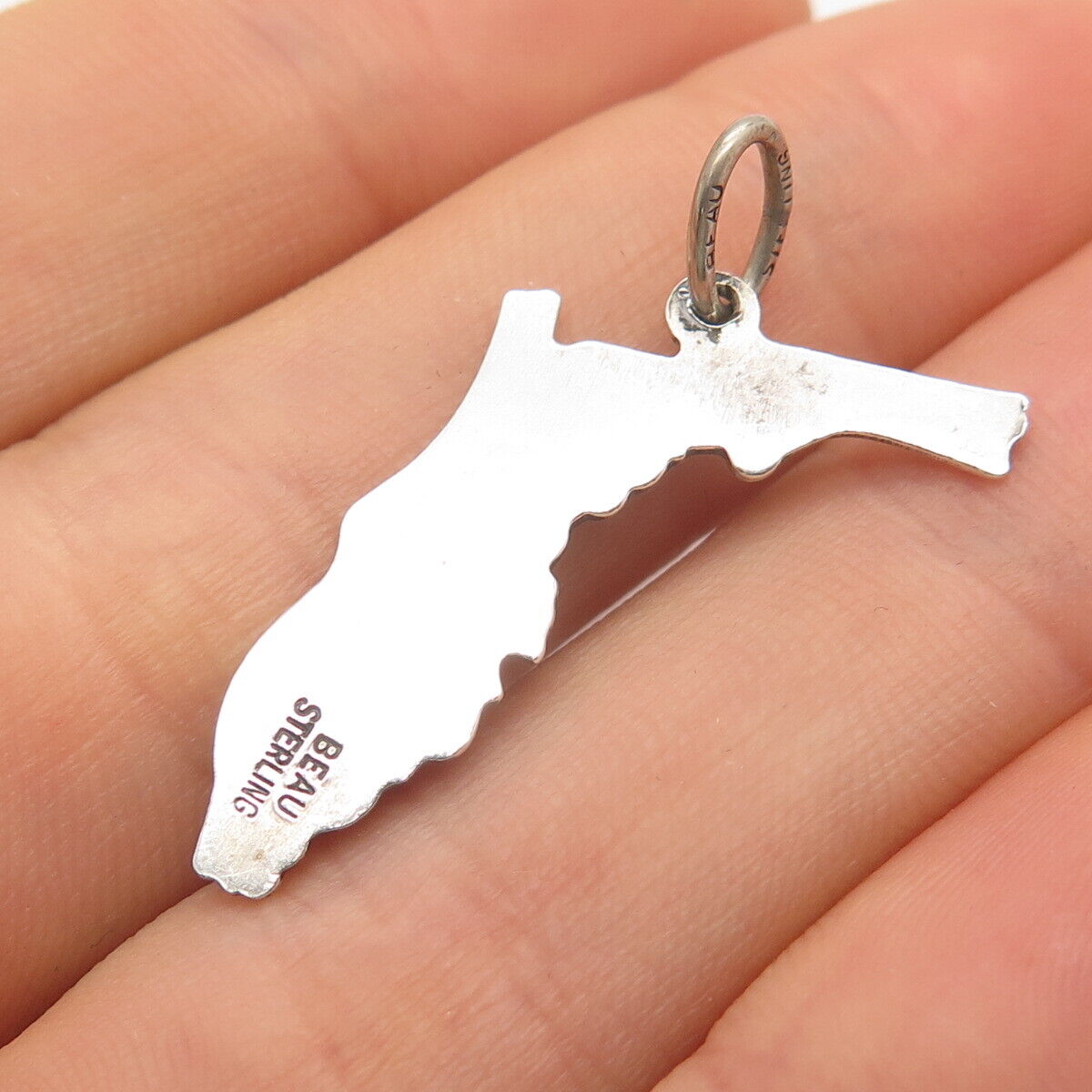 925 Sterling Silver Vintage Beau "Florida" State Map Pendant