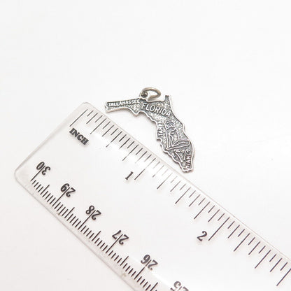 925 Sterling Silver Vintage Beau "Florida" State Map Pendant