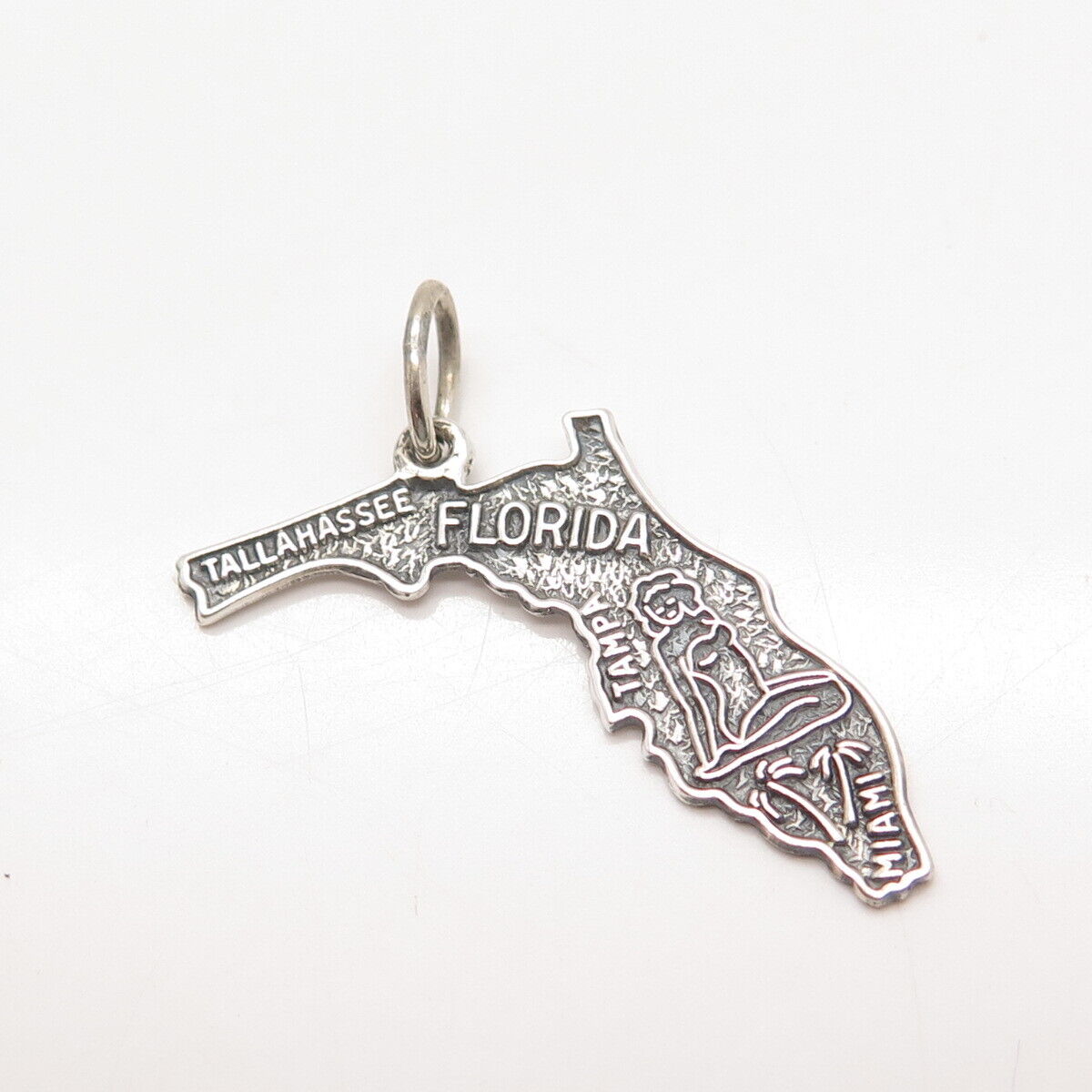 925 Sterling Silver Vintage Beau "Florida" State Map Pendant