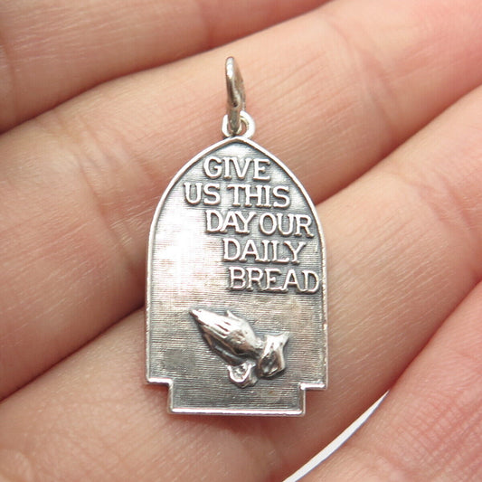 925 Sterling Silver Vintage Beau "Give Us This Day Our Daily Bread" Pendant