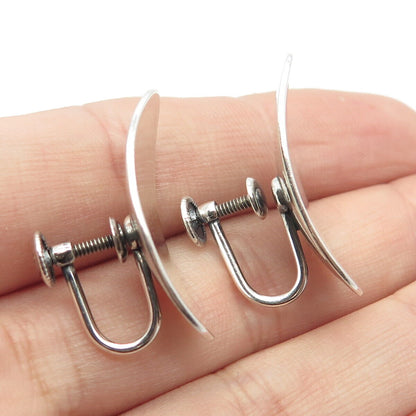 925 Sterling Silver Vintage Ossa Concave Modernist Screw Back Earrings