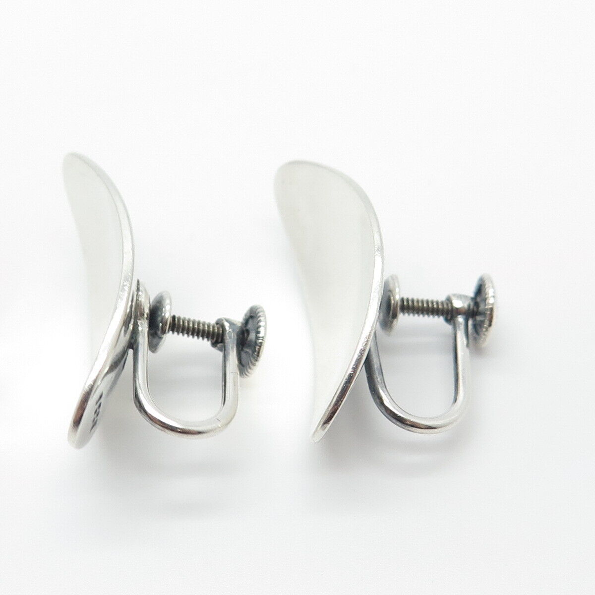 925 Sterling Silver Vintage Ossa Concave Modernist Screw Back Earrings