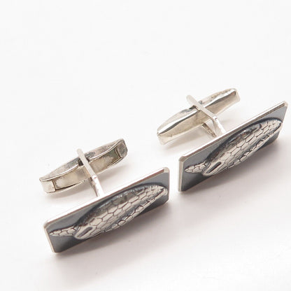 925 Sterling Silver Vintage Bird Textured Cufflinks