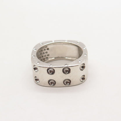 925 Sterling Silver C Z Dotted Wide Square Ring Size 7.5