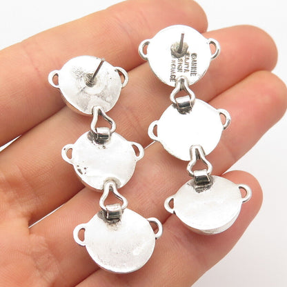 925 Sterling Silver Vintage Annie Kajiya Sign Language Smile Dangling Earrings