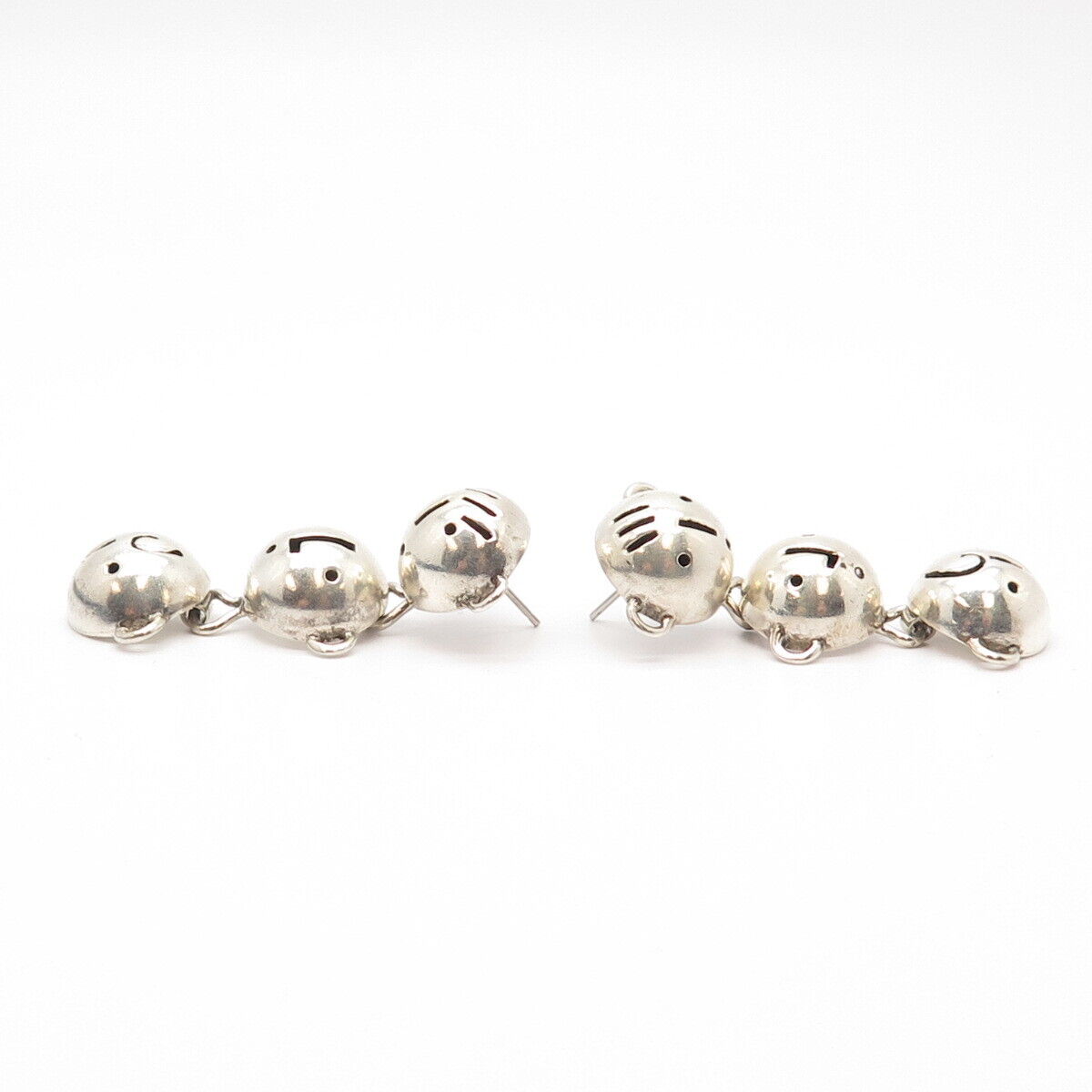 925 Sterling Silver Vintage Annie Kajiya Sign Language Smile Dangling Earrings