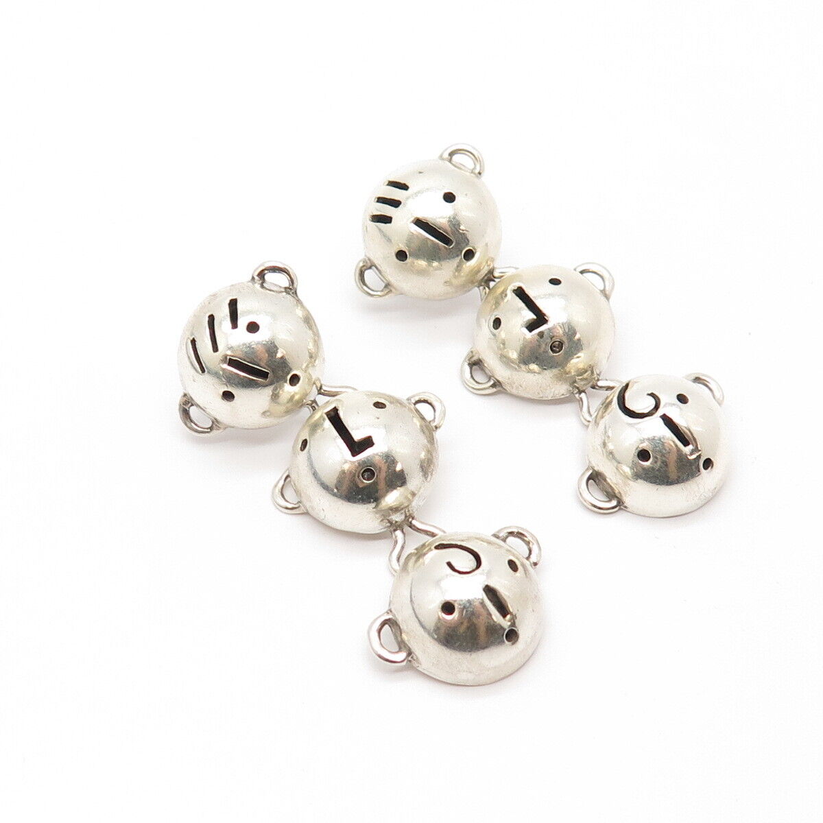 925 Sterling Silver Vintage Annie Kajiya Sign Language Smile Dangling Earrings