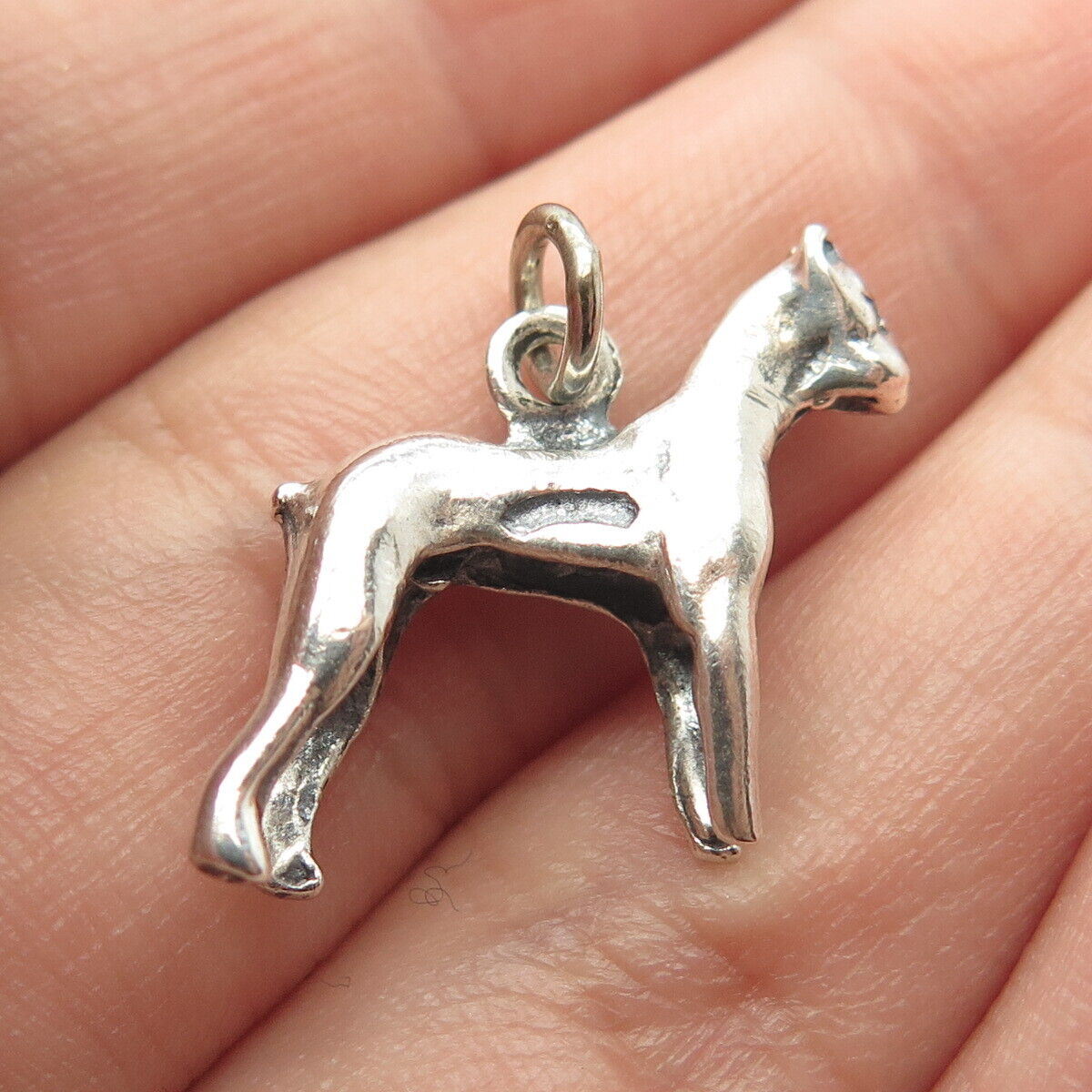 925 Sterling Silver Vintage Dog Charm Pendant