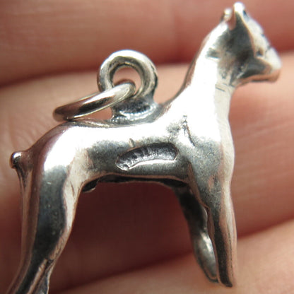 925 Sterling Silver Vintage Dog Charm Pendant