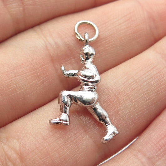 925 Sterling Silver Vintage American Football Player Charm Pendant