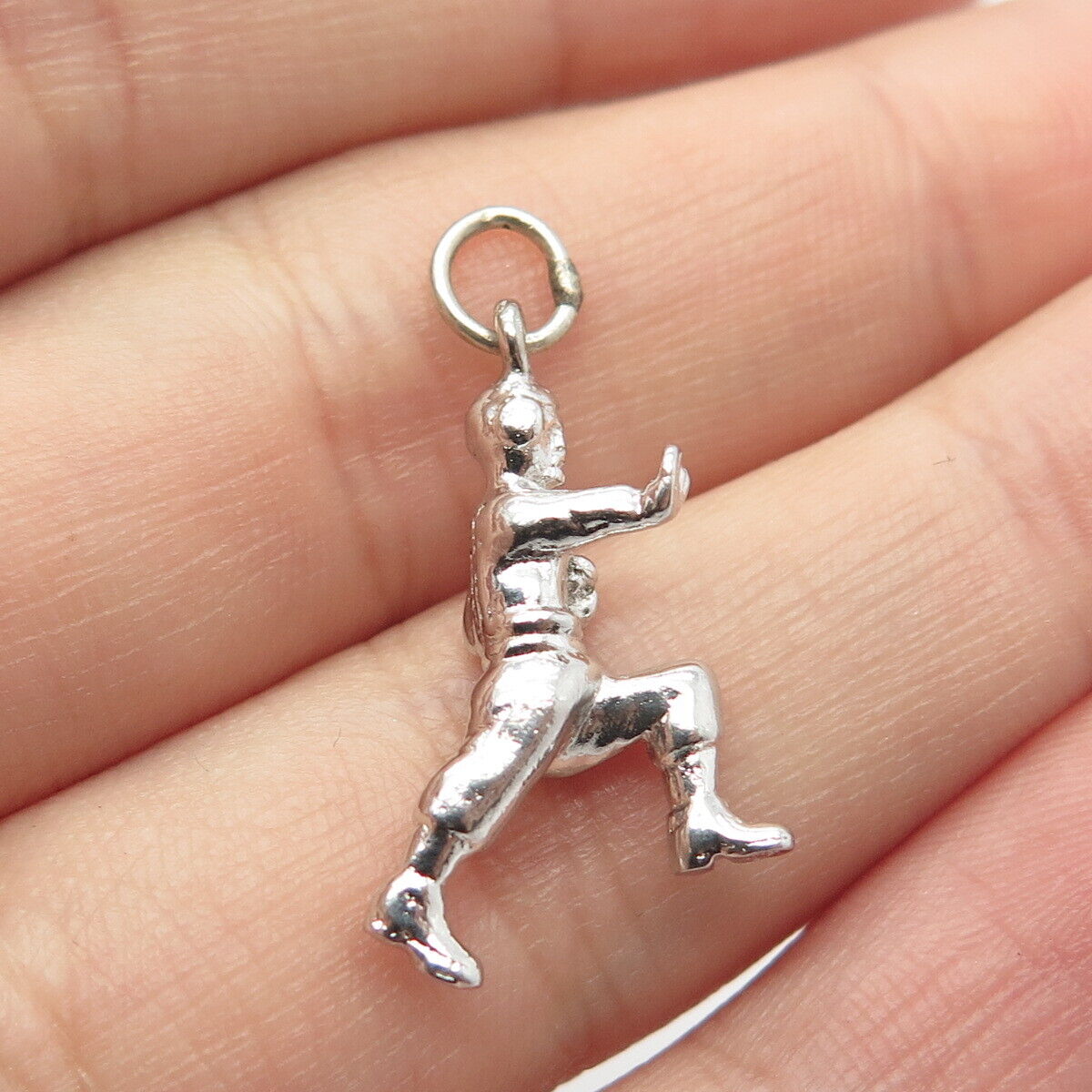 925 Sterling Silver Vintage American Football Player Charm Pendant