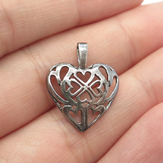 925 Sterling Silver Vintage Heart Slide Pendant