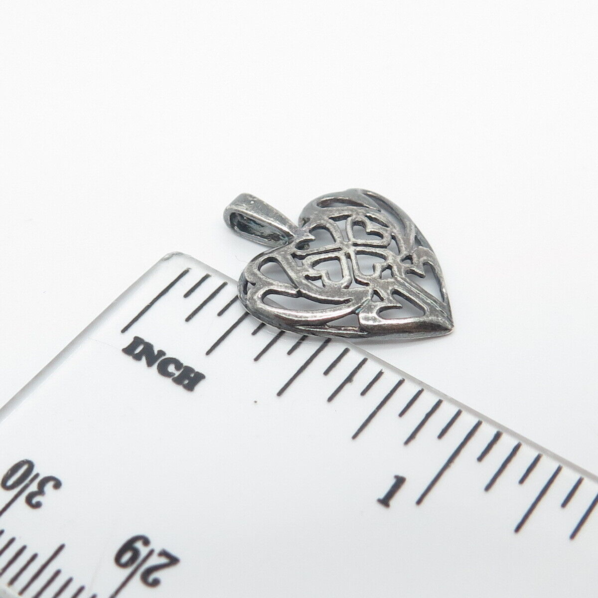 925 Sterling Silver Vintage Heart Slide Pendant