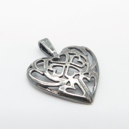 925 Sterling Silver Vintage Heart Slide Pendant