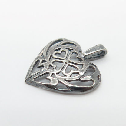 925 Sterling Silver Vintage Heart Slide Pendant