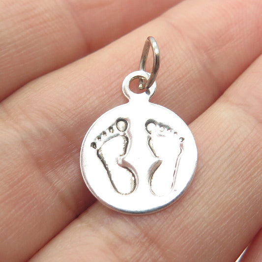 925 Sterling Silver Vintage Footprint Minimalist Pendant