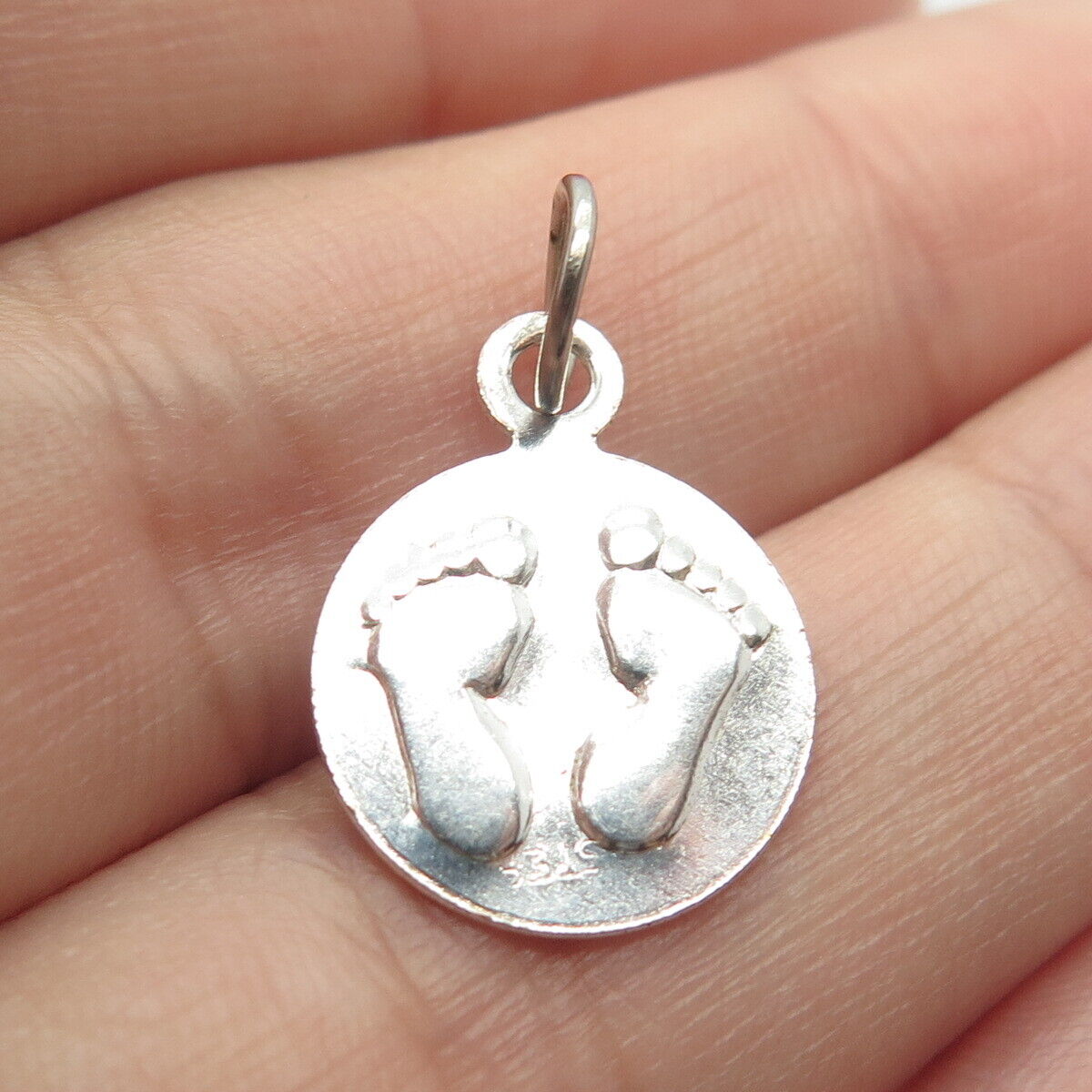 925 Sterling Silver Vintage Footprint Minimalist Pendant