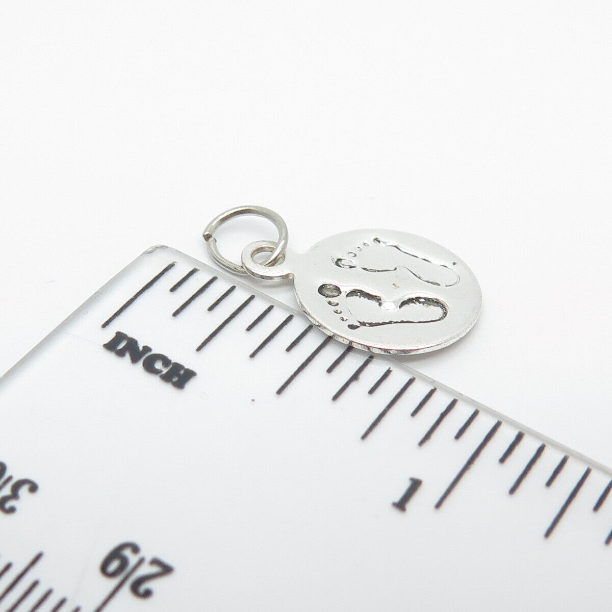 925 Sterling Silver Vintage Footprint Minimalist Pendant